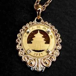 925 Sterling Silver 2017 Chinese Yuan Panda Yellow Gold Plated Coin 14K Pendant