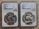 A Pair Of Ngc Ms69 China 1997 Silver 1oz Panda Coins (small And Large Date)