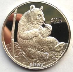 British Virgin 1993 China Panda 25 Dollars Silver Coin, Proof