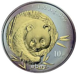 CHINA 10 Yuan 2003 Prooflike Silver 1oz. Gold 0.999 Gilded'Panda