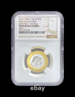 CHINA. 2016, Medal, Silver NGC PF69 Sino-German Panda? Great Wall