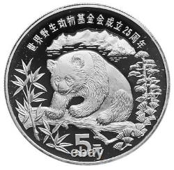 CHINA 5 Yuan 1986 Silver Proof'Giant Panda' World Wildlife Fund Free Shipping