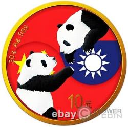 CHINA PANDA Friendship Taiwan Flag Silver Coin 10 Yuan China 2023