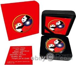 CHINA PANDA Friendship Taiwan Flag Silver Coin 10 Yuan China 2023