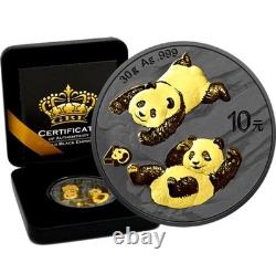 CHINA PANDA Gold Black Empire Black Ruthenium Silver Coin 10 Yuan China 2022