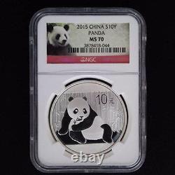 CHINA Panda Silver Coin 10 Yuan 2015, NGC MS70
