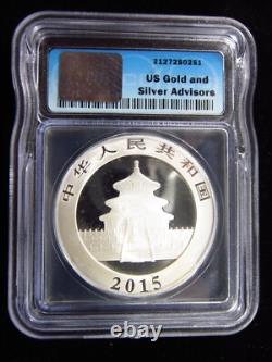 China 10 Yuan 2015 1 Oz Silver ICG Certified BU Chinese Panda h0251 Coin