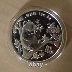China 10 yuan Panda 1995 silver 99.9% 1 oz silver coin, within capsule (silver)