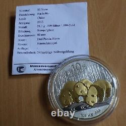 China 10 yuan Panda 2013 gilded silver 99.9% 1 oz within a capsule+CoA (silver)
