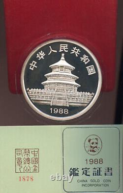 China 1988 Silver 50 Yuan, 5 ounce Panda, with certificate