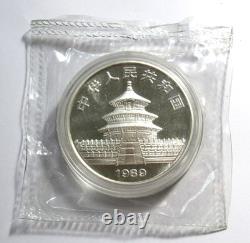 China 1989 1 Troy Oz. 999 Fine Silver Coin Panda 10 Yuan Toning Sealed