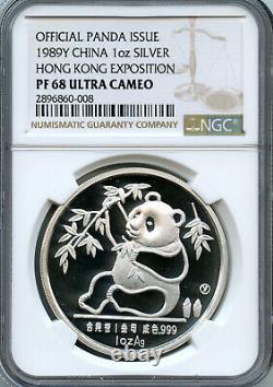 China 1989 Hong Kong International Coin Show Silver Panda NGC PF68 Ultra Cameo