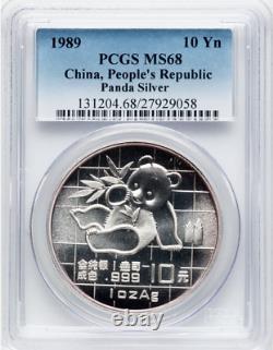 China 1989 Silver 10 Yuan Panda PAN-109A PCGS MS-68