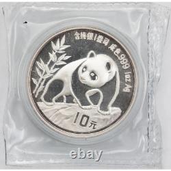 China 1990 10 Yuan Panda 1oz. 999 Fine Silver Coin Sealed