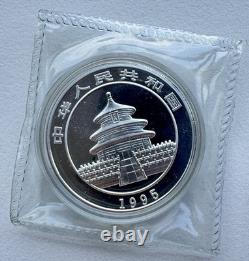 China 1995 Large Date Large Twig Panda Silver Coin 1oz 10 Yuan