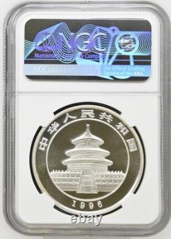 China 1996 1 Oz 999 Silver Panda 10 Yuan Coin NGC MS70 Small Date Perfect Grade