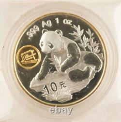 China 1997 1 Oz 999 Gold Plated Silver Panda 10 Yuan Coin Beijing Aviation Expo