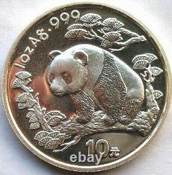 China 1997 Panda Large Date 10 Yuan 1oz Silver Coin, UNC