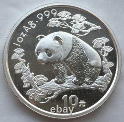 China 1997 Visit China Panda 10 Yuan 1oz Silver Coin, UNC