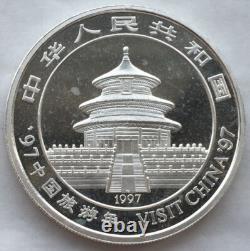 China 1997 Visit China Panda 10 Yuan 1oz Silver Coin, UNC
