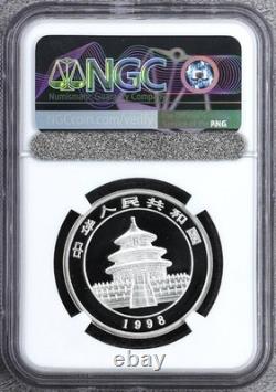 China 1998 5 Yuan Last Year 1/2 Ounce Oz Silver Panda the most Key Date NGC MS69