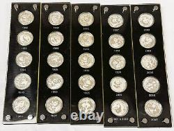 China 2007 Panda 25th Anniversary 25 pc 1/4 Oz Silver Coin Proof Set +BOX