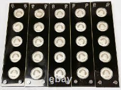 China 2007 Panda 25th Anniversary 25 pc 1/4 Oz Silver Coin Proof Set +BOX