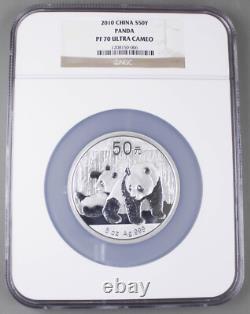 China 2010 50 Yuan 5 Oz Silver Panda Proof Coin NGC PF70 Ultra Cameo