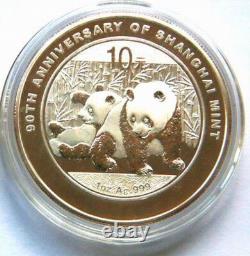 China 2010 Panda 90 Years of Shanghai Mint 10 Yuan 1oz Silver Coin, BU