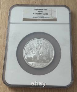 China 2010 Silver 5 oz 50 Yuan NGC PF69UC Panda
