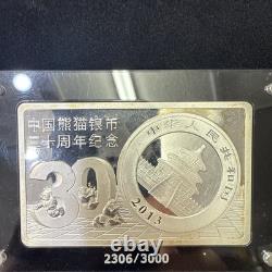 China 2013 3oz 999 Silver 30th Anniversary of Panda Coin & Bar in OGP