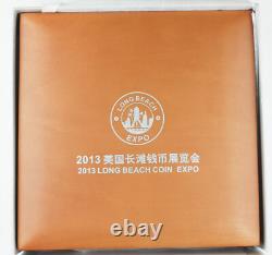 China 2013 Long Beach Coin Expo 5 oz Silver Panda Proof Medal Coin +BOX & COA