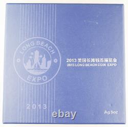 China 2013 Long Beach Coin Expo 5 oz Silver Panda Proof Medal Coin +BOX & COA