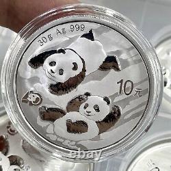 China 2022 10 Yuan China panda Silver Coin 30g Full page 15 PCS 30g15