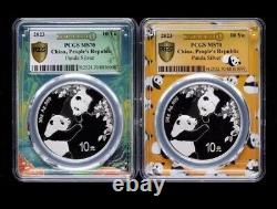China 2023 PCGS MS70 Panda Silver Coin 30g First Day Issue Panda Lable 2Pcs