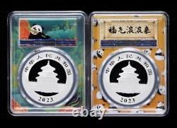 China 2023 PCGS MS70 Panda Silver Coin 30g First Day Issue Panda Lable 2Pcs