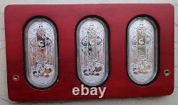 China 3 x 20g (total 60g) Silver Colored Panda Medals / Bars Set Sichuan
