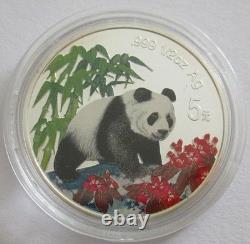 China 5 Yuan 1997 Panda Coloured 1/2 Oz Silver