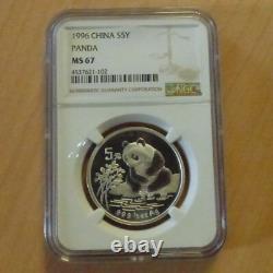 China 5 yuan Panda 1996 MS67 (NGC) silver 99.9% 1/2 oz graded coin+SLAB (silver)