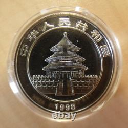China 5 yuan Panda 1998 colored silver 99.9% 1/2 oz silver coin+capsule (silver)