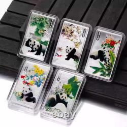 China 5x20g (total 100g) Silver Colored Panda Medals / Bars Set