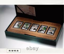 China 5x20g (total 100g) Silver Colored Panda Medals / Bars Set