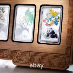 China 5x20g (total 100g) Silver Colored Panda Medals / Bars Set