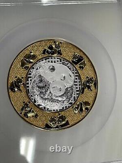 China Mint B 2021 Panda Gilt silver medal Silk inlaying technology silver medal