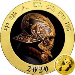 China PANDA GOLD MASK CHINESE HERITAGE 1600 BC ¥10 Yuan 2020 Silver coin 30 gr S