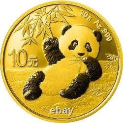 China PANDA GOLD MASK CHINESE HERITAGE 1600 BC ¥10 Yuan 2020 Silver coin 30 gr S
