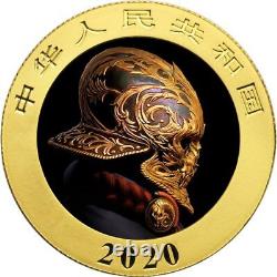 China PANDA GOLD MASK CHINESE HERITAGE 1600 BC ¥10 Yuan 2020 Silver coin 30 gr S
