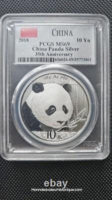 China Panda 2018 (30g Silver) 35th Anniversary Silver Panda Graded PCGS