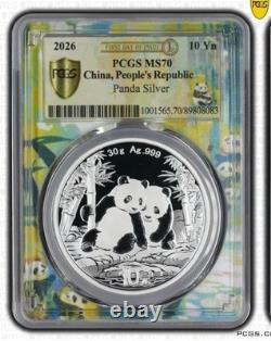 First Day of Issue 2026 China 10 Yuan 30g Panda Silver Coin PCGS MS70 POP69