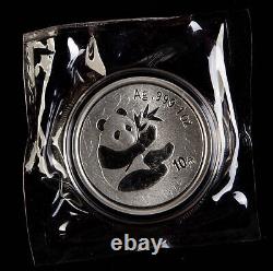 Frosted Ring 2000 China 10 Yuan 1 oz Panda Silver Coin